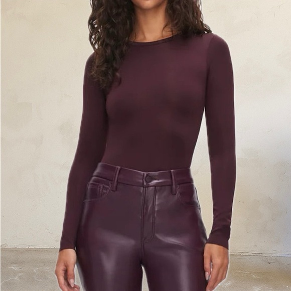GOOD AMERICAN SCUBA CREWNECK BODYSUIT I MALBEC1